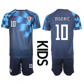 Kroatien Luka Modric #10 Udebanesæt Børn VM 2022 Kort ærmer (+ korte bukser)